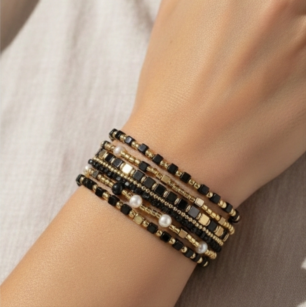 6 Boho bracelets handcrafted beaded